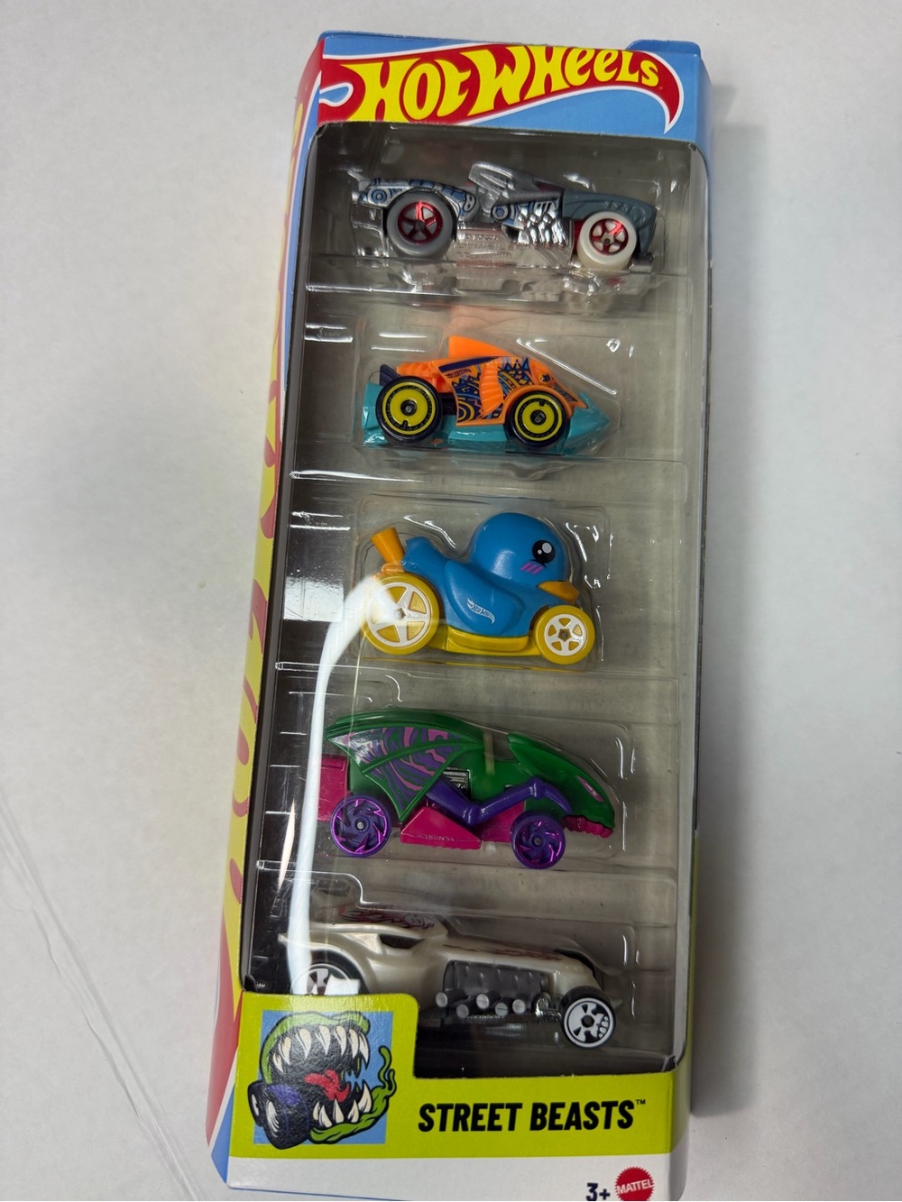 Street Beasts Kids Toy Car 5-Pack - Blue/Green/Orange/Purple/Silver